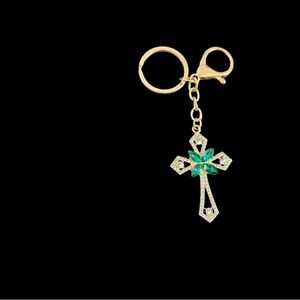 Gold Green Rhinestone Bag Charm NWT